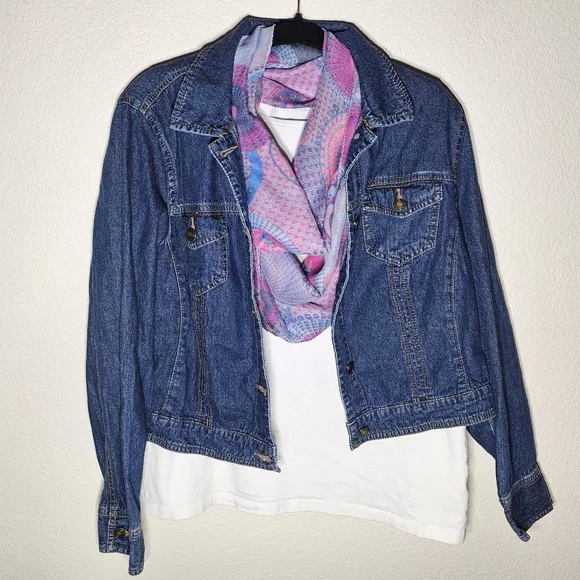 Vibrant Pink & Blue Infinity Scarf, 100% Viscose - Picture 7 of 8